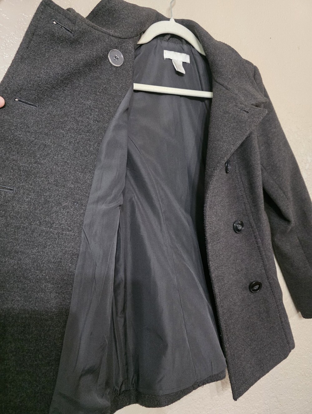 H&M Women’s Double-Breasted Wool Feel Peacoat - Dark Charcoal - Picture 5 of 11